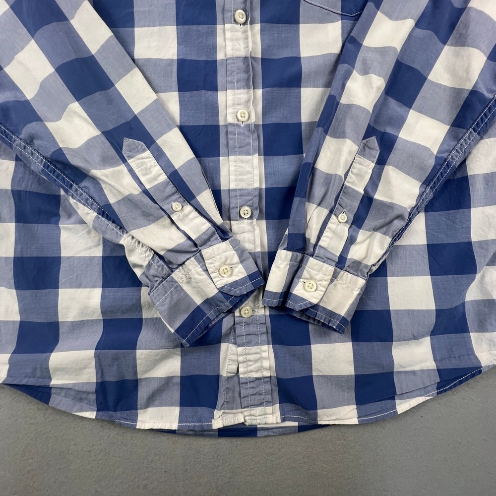 Gap Button Down Shirt Mens Large Blue Buffalo Check Plaid Cotton Casual Classic - Picture 8 of 12